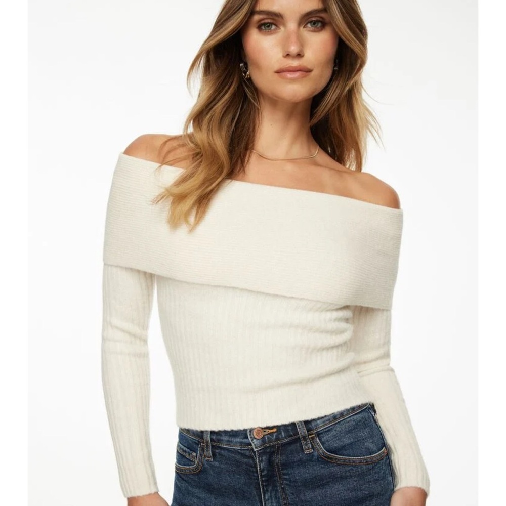 Dynamite Off-Shoulder White Sweater